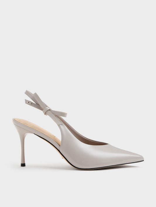 CHARLES & KEITH Hot Sale | Anastasia Leather Slingback Pumps - Grey
