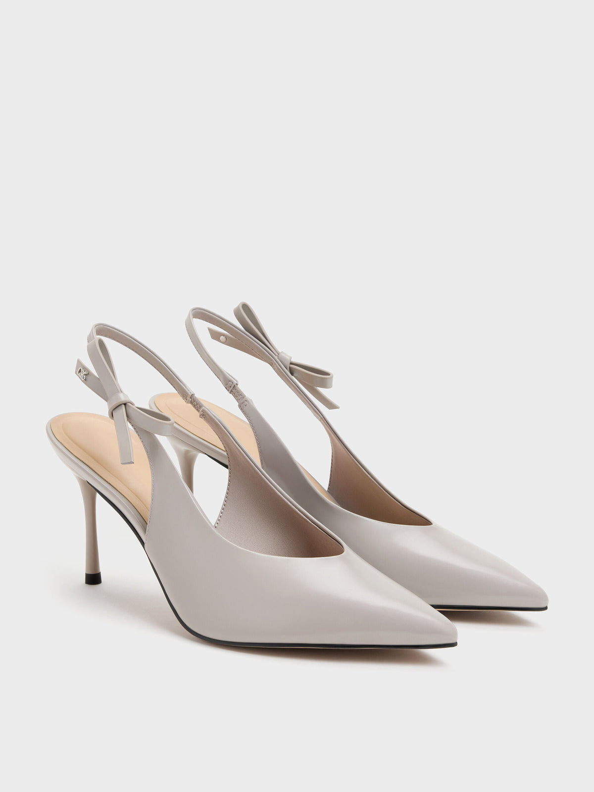 CHARLES & KEITH Hot Sale | Anastasia Leather Slingback Pumps - Grey