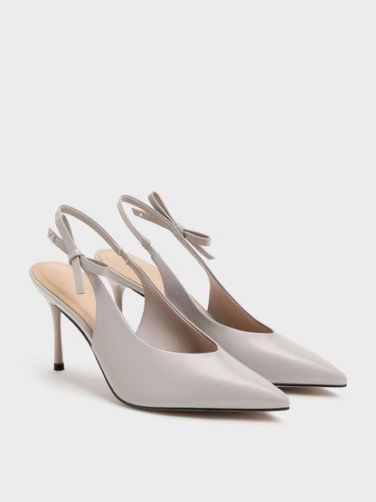 CHARLES & KEITH Hot Sale | Anastasia Leather Slingback Pumps - Grey