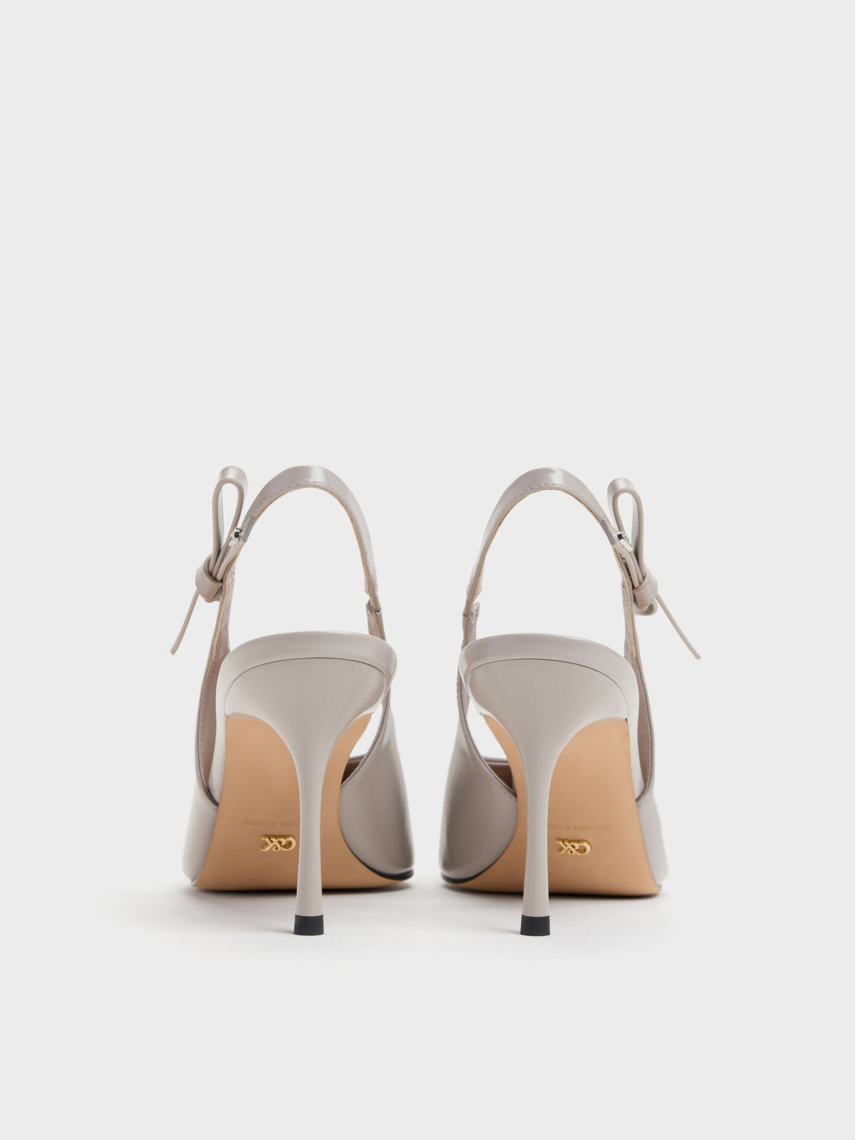 CHARLES & KEITH Hot Sale | Anastasia Leather Slingback Pumps - Grey