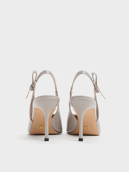 CHARLES & KEITH Hot Sale | Anastasia Leather Slingback Pumps - Grey