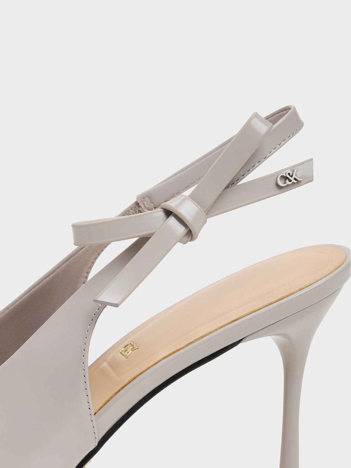 CHARLES & KEITH Hot Sale | Anastasia Leather Slingback Pumps - Grey