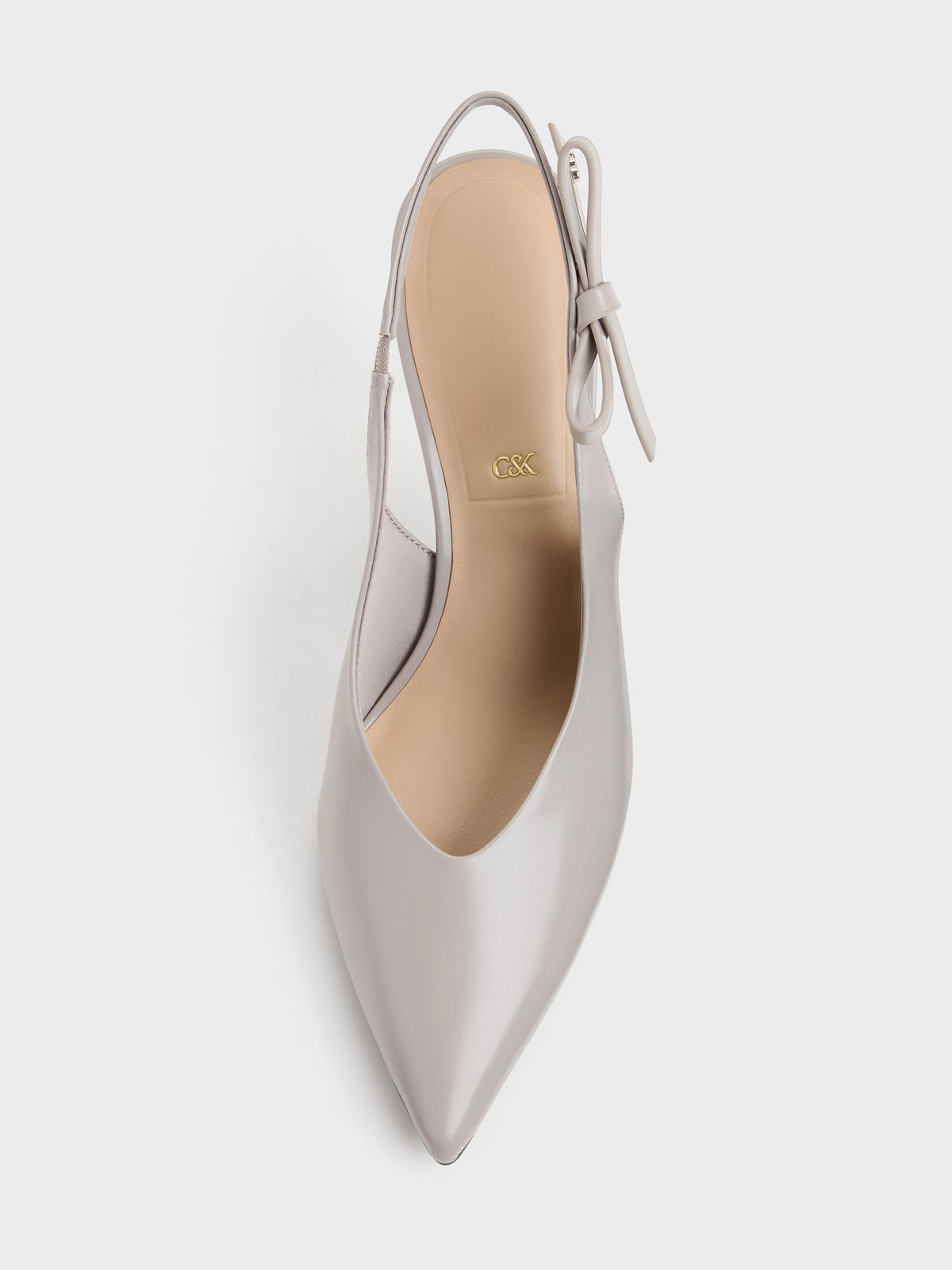 CHARLES & KEITH Hot Sale | Anastasia Leather Slingback Pumps - Grey