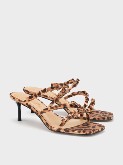 CHARLES & KEITH Essential | Jessy Leopard-Print Bow Heeled Sandals - Multi
