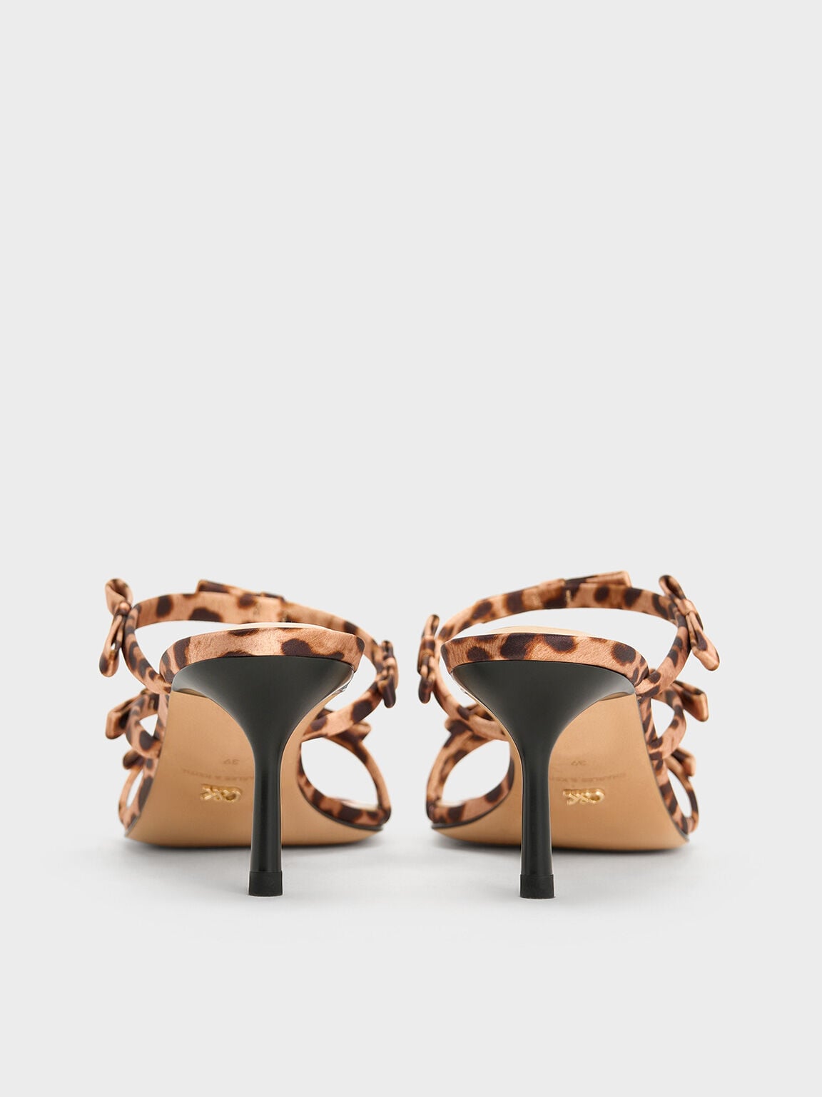 CHARLES & KEITH Essential | Jessy Leopard-Print Bow Heeled Sandals - Multi