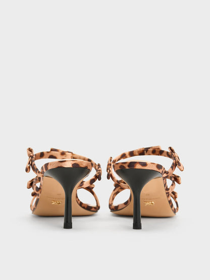 CHARLES & KEITH Essential | Jessy Leopard-Print Bow Heeled Sandals - Multi