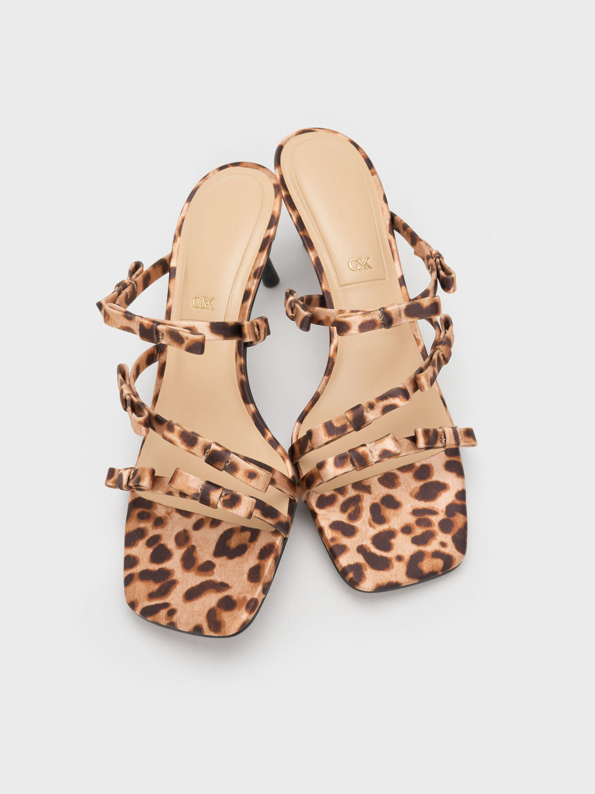 CHARLES & KEITH Essential | Jessy Leopard-Print Bow Heeled Sandals - Multi