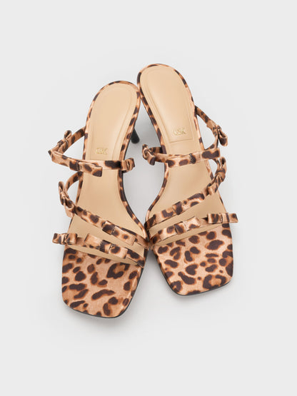 CHARLES & KEITH Essential | Jessy Leopard-Print Bow Heeled Sandals - Multi