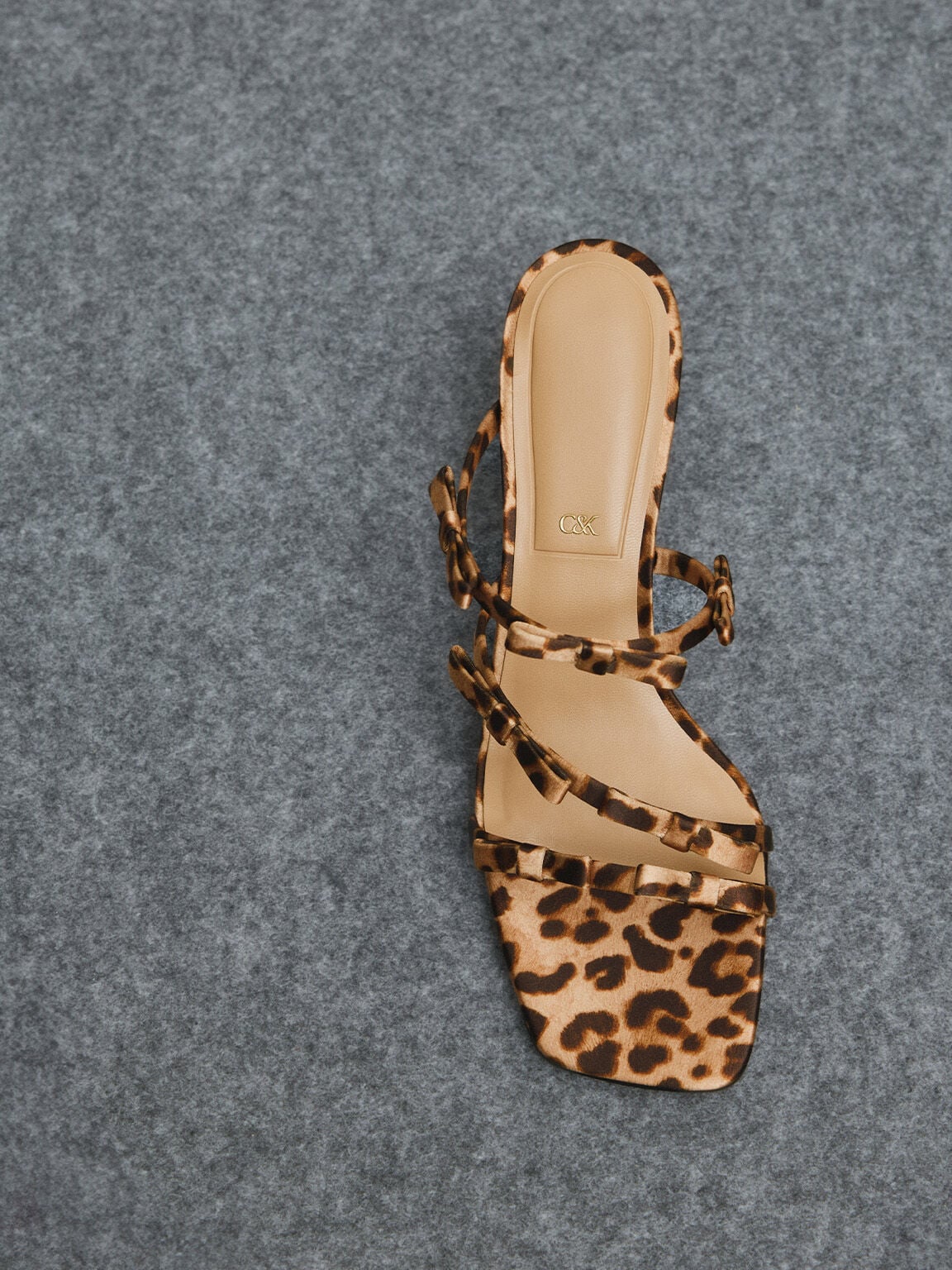 CHARLES & KEITH Essential | Jessy Leopard-Print Bow Heeled Sandals - Multi