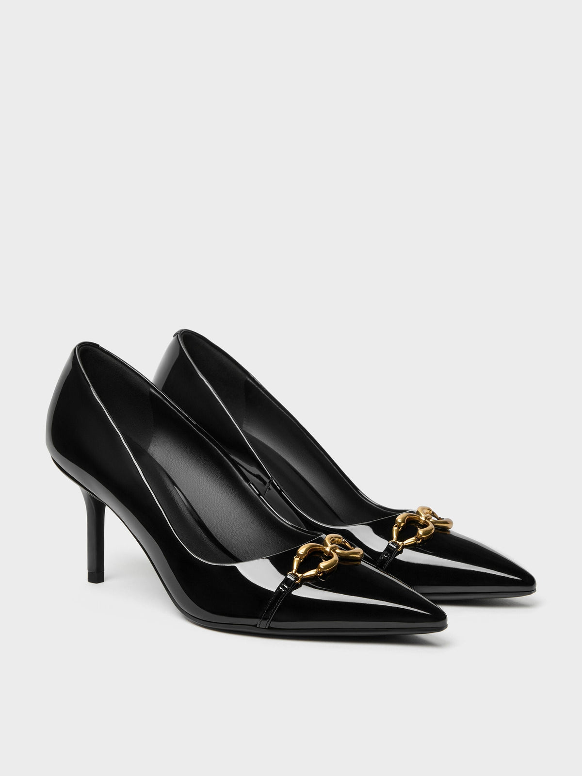 CHARLES & KEITH Special Offer | Patent Metallic-Buckle Pointed Pumps - Black Patent