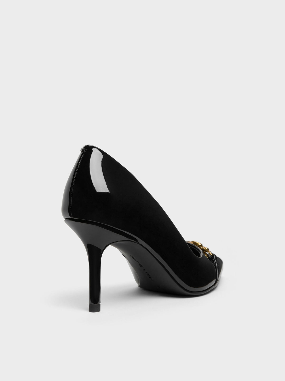 CHARLES & KEITH Special Offer | Patent Metallic-Buckle Pointed Pumps - Black Patent