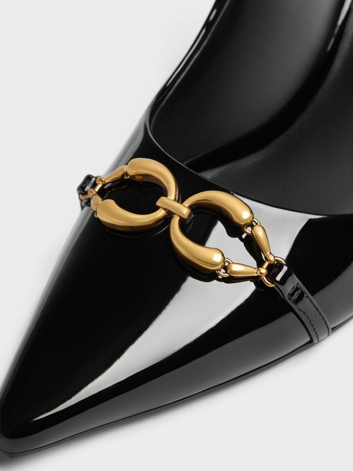 CHARLES & KEITH Special Offer | Patent Metallic-Buckle Pointed Pumps - Black Patent