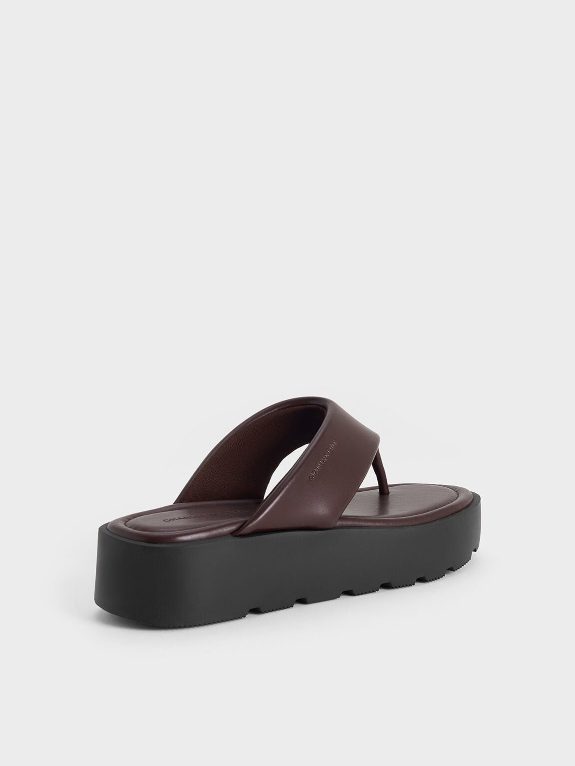 CHARLES & KEITH Essential | V-Strap Flatform Thong Sandals - Burgundy