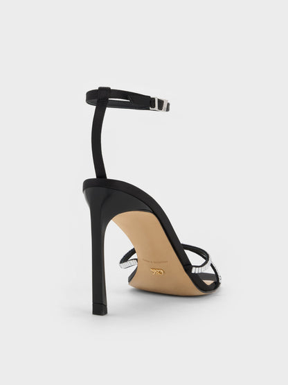 CHARLES & KEITH Essential | Jaylene Gem Stiletto Sandals - Black Textured