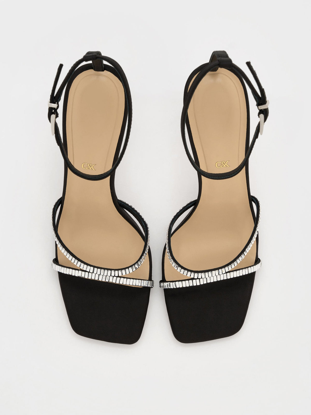 CHARLES & KEITH Essential | Jaylene Gem Stiletto Sandals - Black Textured