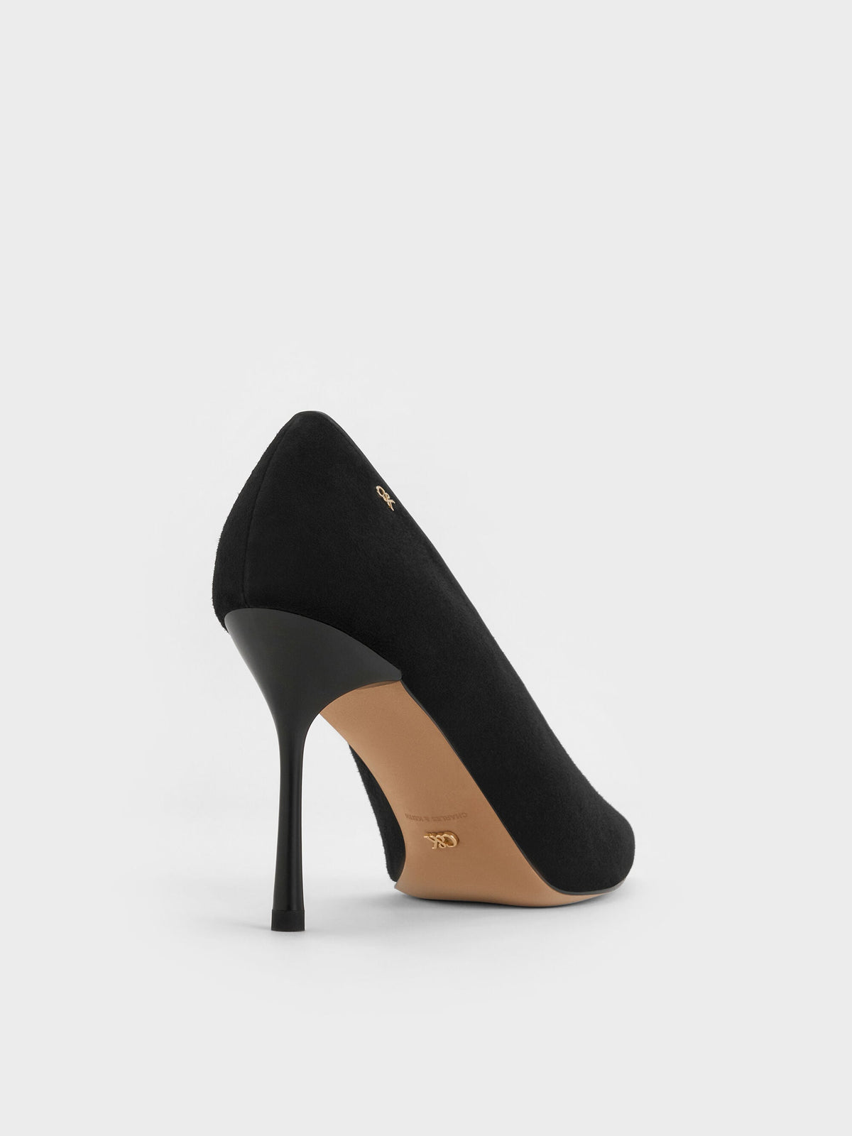 CHARLES & KEITH Everyday | Leather & Suede Pointed Pumps - Black Textured