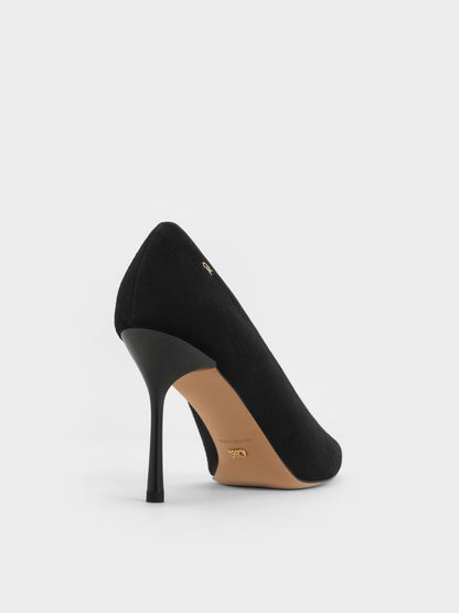 CHARLES & KEITH Everyday | Leather & Suede Pointed Pumps - Black Textured