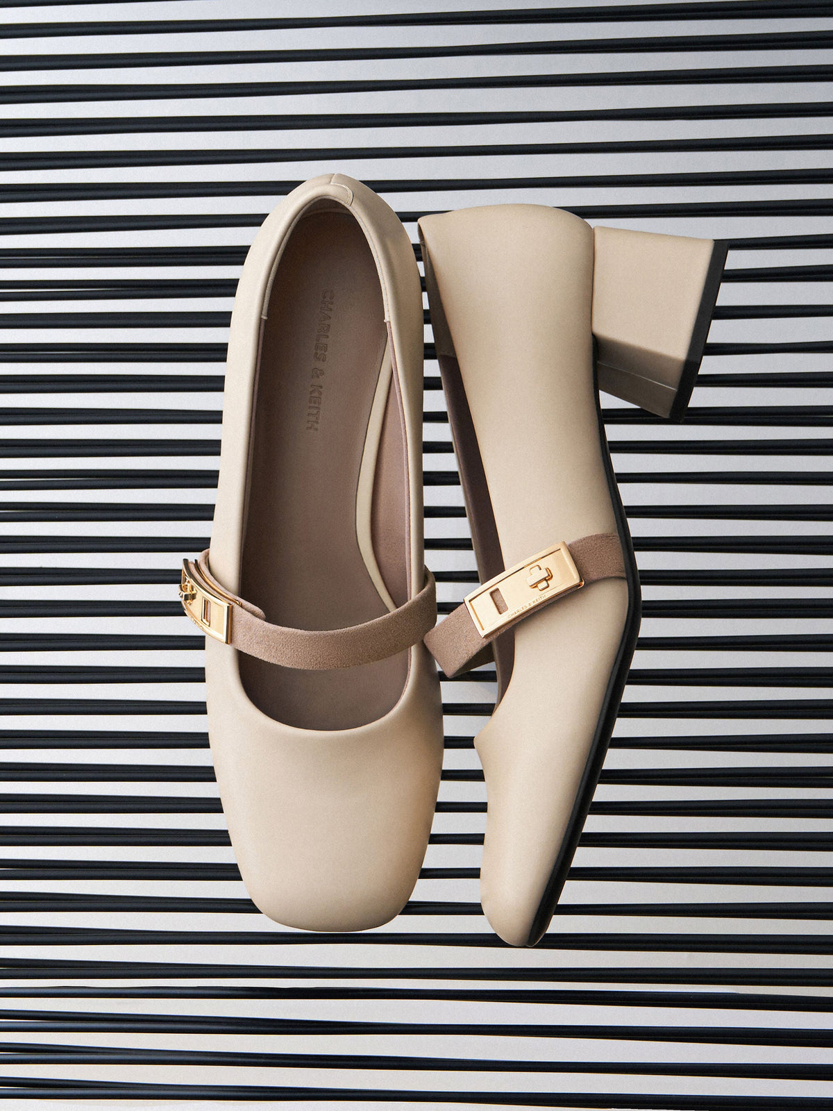 CHARLES & KEITH Signature | Lando Two-Tone Mary Jane Pumps - Chalk