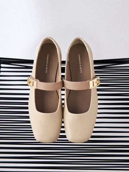 CHARLES & KEITH Signature | Lando Two-Tone Mary Jane Pumps - Chalk
