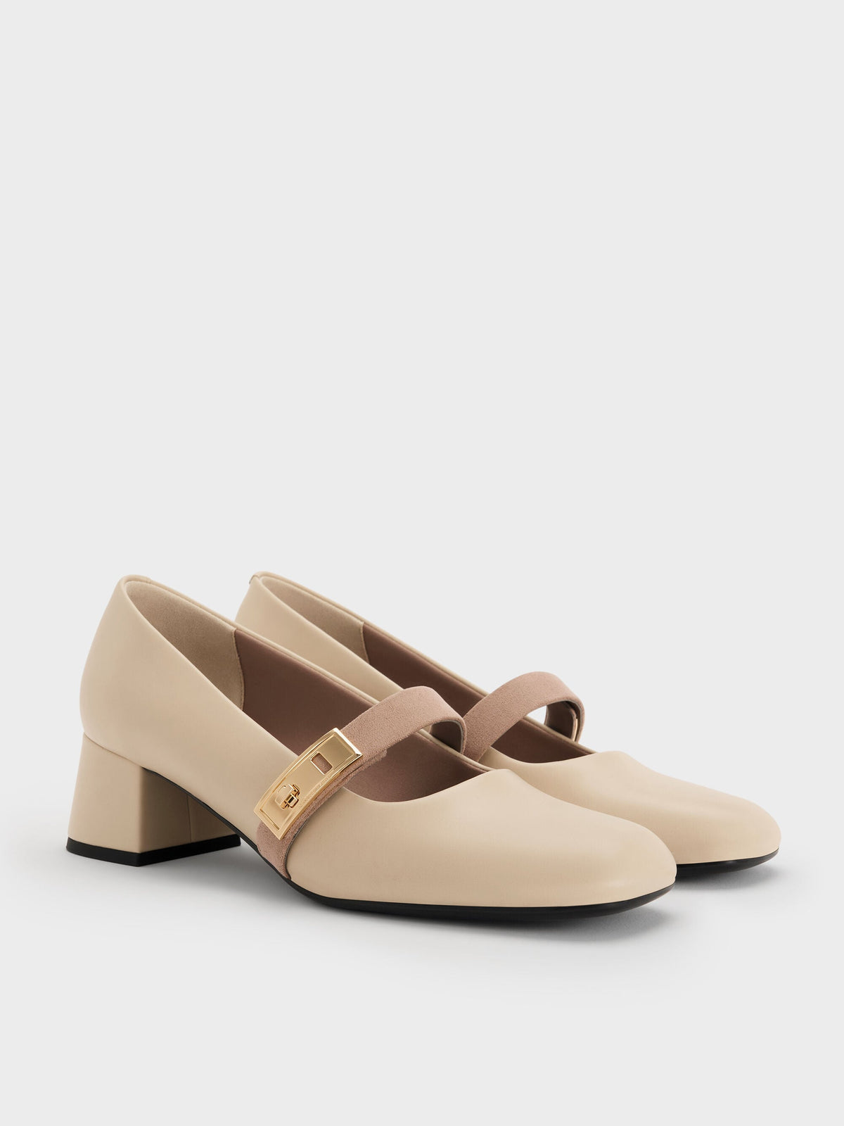 CHARLES & KEITH Signature | Lando Two-Tone Mary Jane Pumps - Chalk