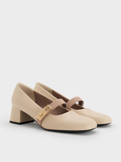 CHARLES & KEITH Signature | Lando Two-Tone Mary Jane Pumps - Chalk
