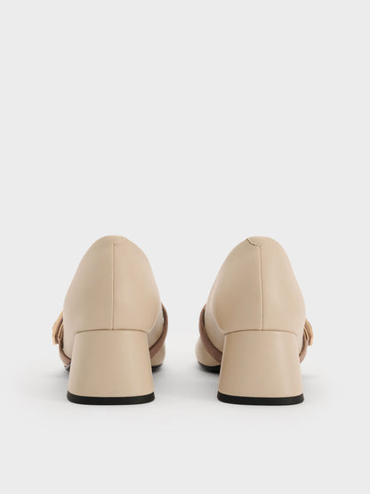 CHARLES & KEITH Signature | Lando Two-Tone Mary Jane Pumps - Chalk
