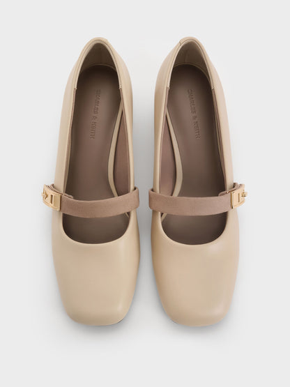 CHARLES & KEITH Signature | Lando Two-Tone Mary Jane Pumps - Chalk