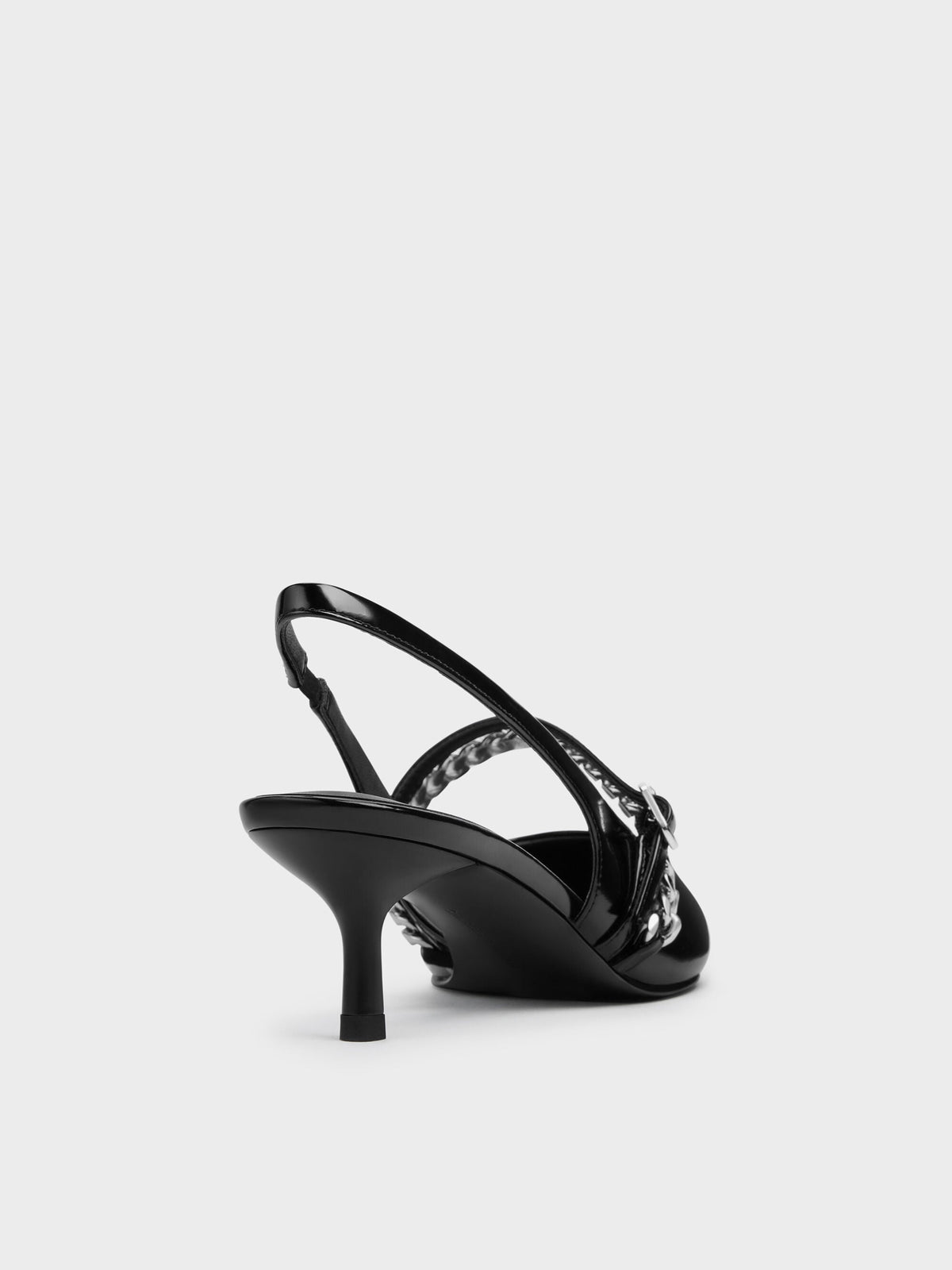 CHARLES & KEITH Great Value | Georgie Chain Slingback Kitten Heels - Black Box