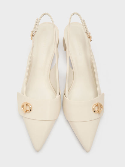 CHARLES & KEITH Sale | Marley Slingback Pumps - Chalk