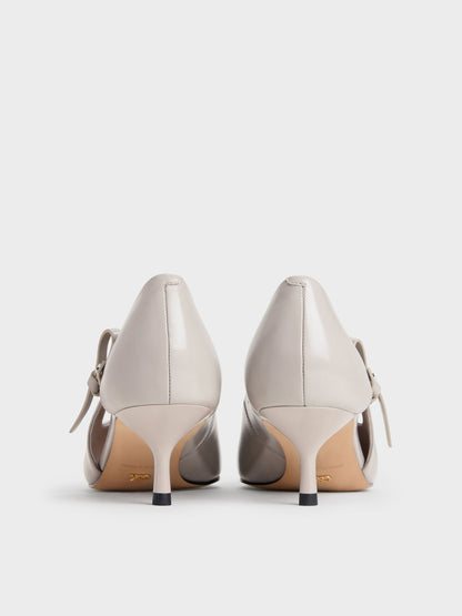 CHARLES & KEITH Customer Favorite | Anastasia Leather Kitten Heels - Grey