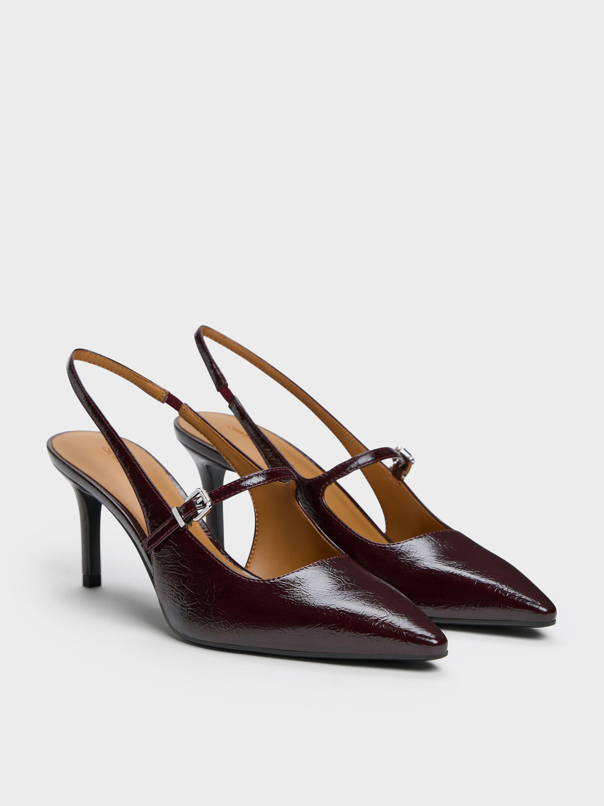 CHARLES & KEITH Trusted | Pointed Slingback Mary Jane Pumps - Burgundy