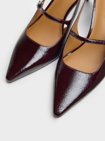 CHARLES & KEITH Trusted | Pointed Slingback Mary Jane Pumps - Burgundy