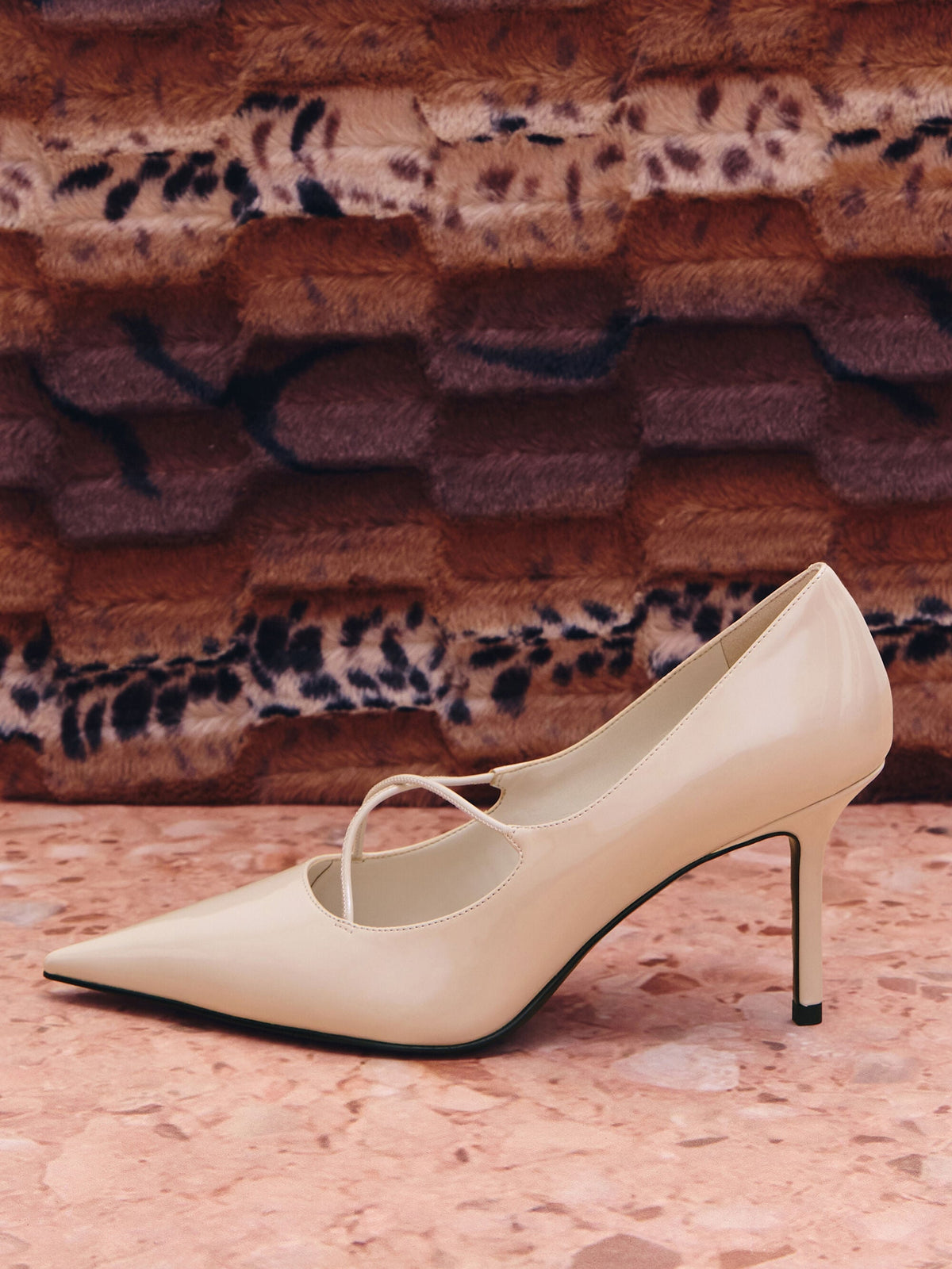 CHARLES & KEITH Signature | Patent Crossover Pointed Pumps - Nude