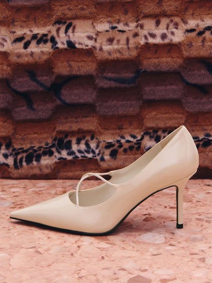 CHARLES & KEITH Signature | Patent Crossover Pointed Pumps - Nude