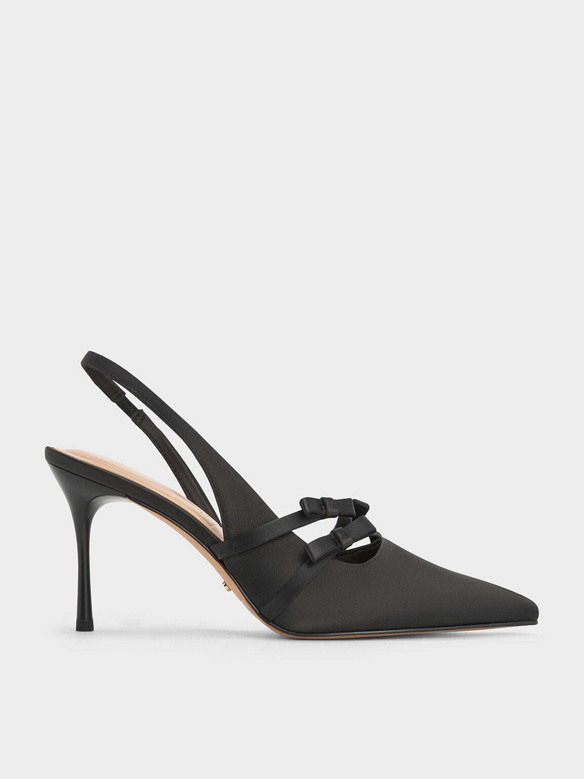 CHARLES & KEITH Trending | Jessy Bow Slingback Pumps - Black Textured