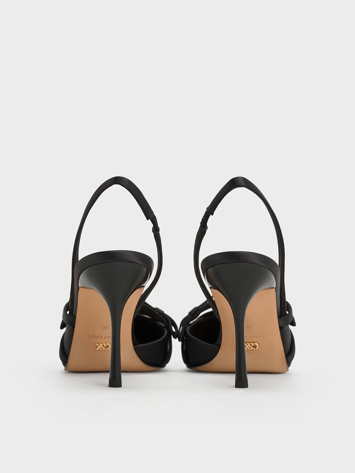 CHARLES & KEITH Trending | Jessy Bow Slingback Pumps - Black Textured