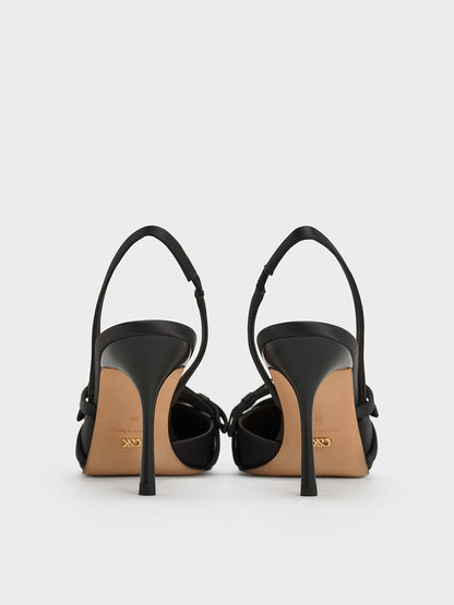 CHARLES & KEITH Trending | Jessy Bow Slingback Pumps - Black Textured