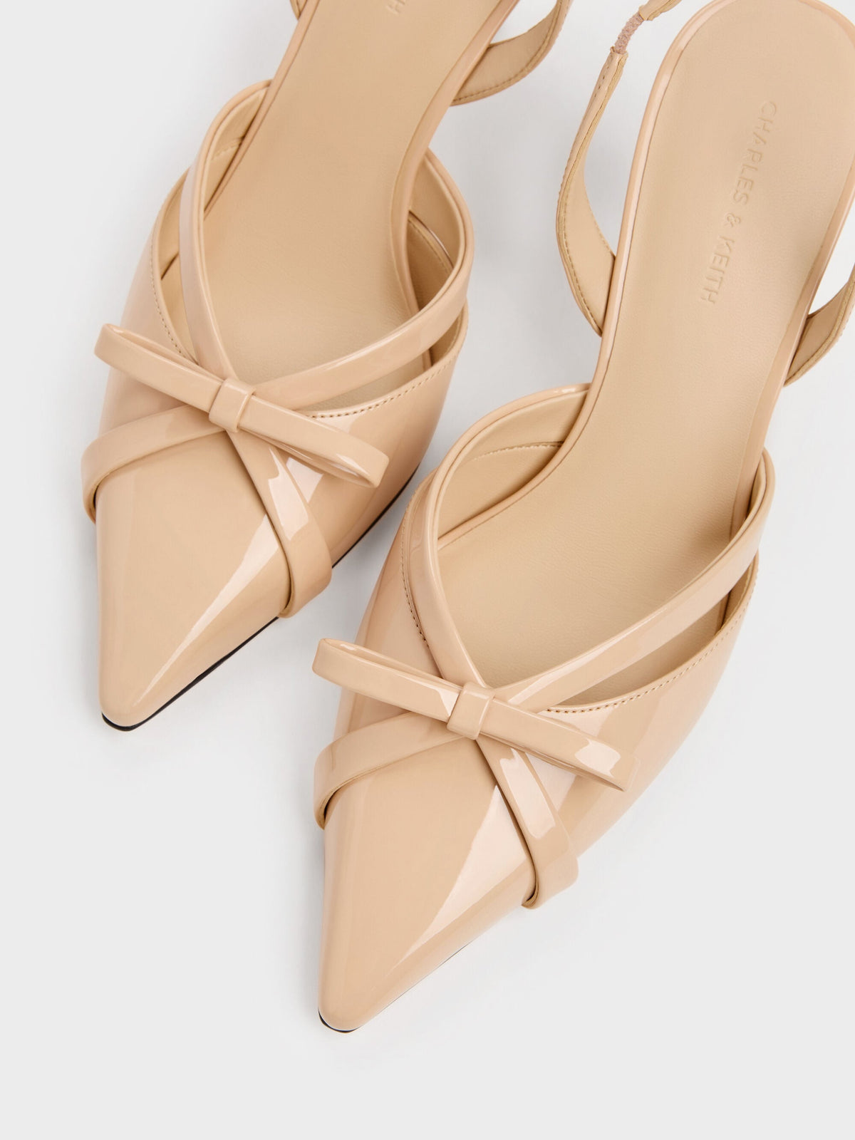 CHARLES & KEITH Featured | Kaleen Patent Slingback Stilettos - Nude