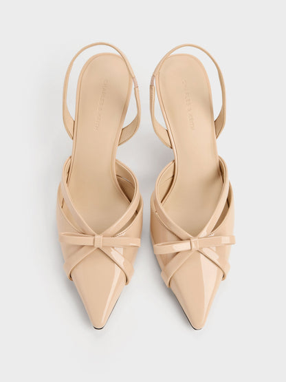 CHARLES & KEITH Featured | Kaleen Patent Slingback Stilettos - Nude