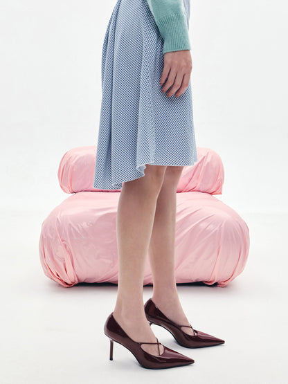 CHARLES & KEITH Recommended | Patent Crossover Pointed Pumps - Burgundy