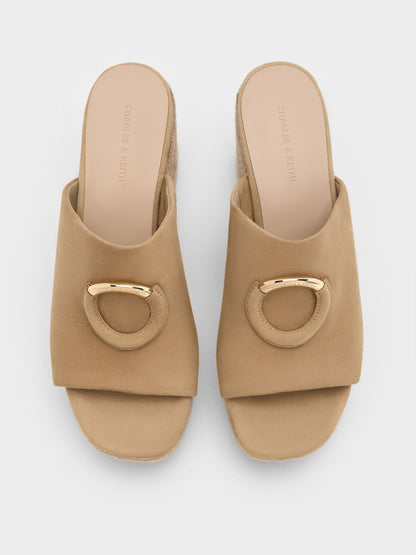 CHARLES & KEITH Best Price | Faux Suede Metallic-Accent Espadrille Wedges - Sand