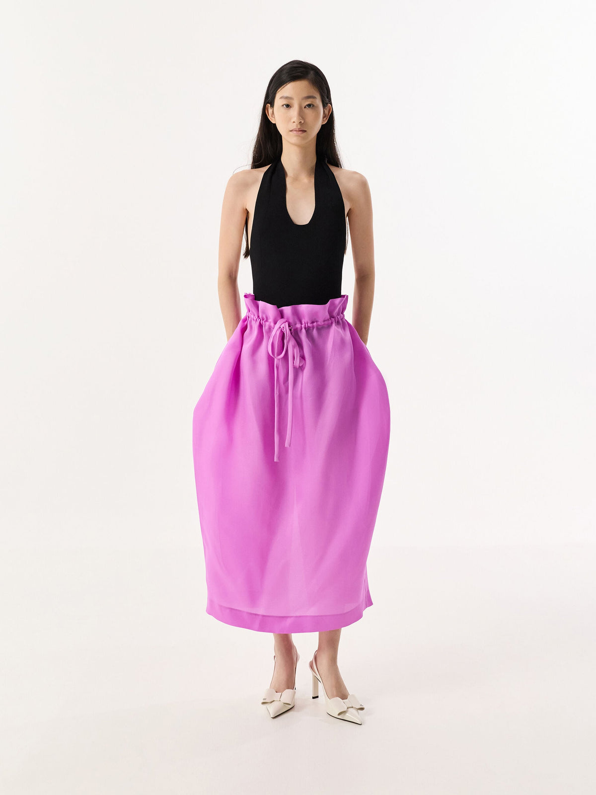CHARLES & KEITH Quality | Lu Patent Leather Bow Slingback Pumps - Chalk