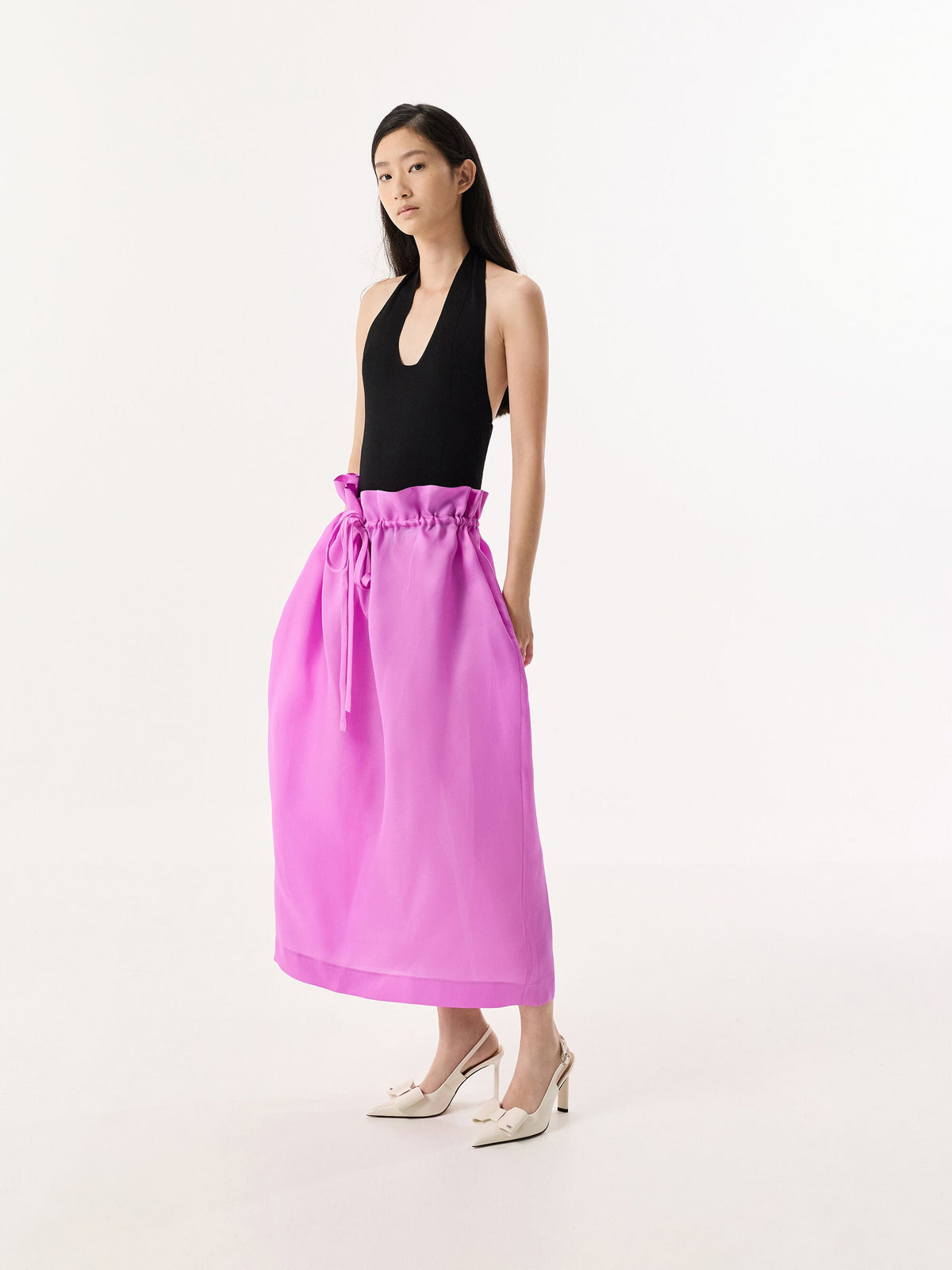 CHARLES & KEITH Quality | Lu Patent Leather Bow Slingback Pumps - Chalk
