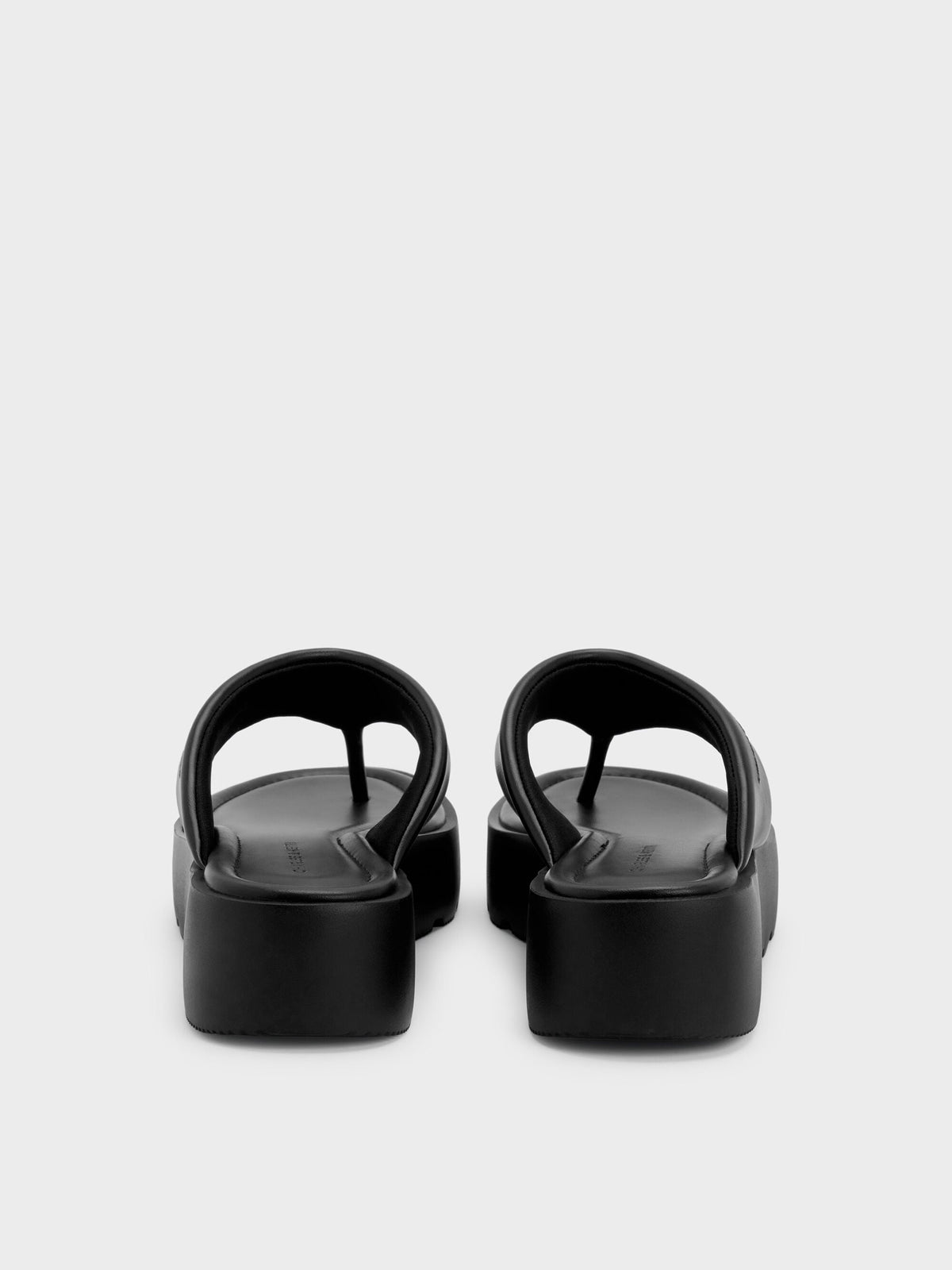 CHARLES & KEITH Top Pick | V-Strap Flatform Thong Sandals - Black