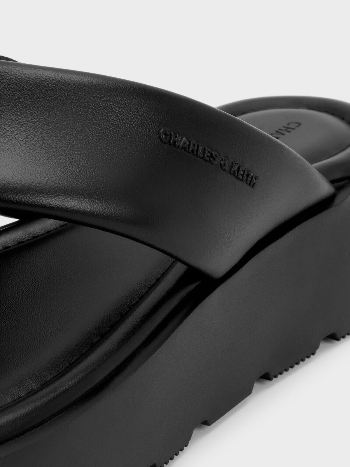 CHARLES & KEITH Top Pick | V-Strap Flatform Thong Sandals - Black