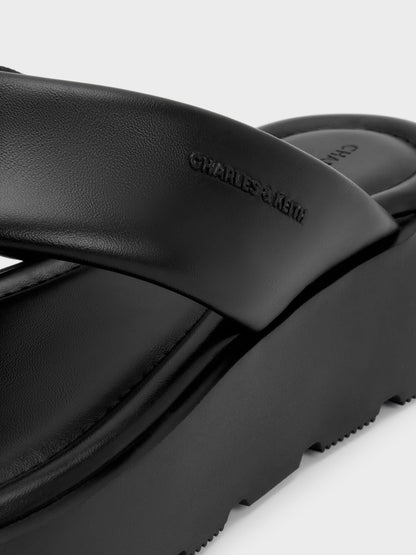 CHARLES & KEITH Top Pick | V-Strap Flatform Thong Sandals - Black