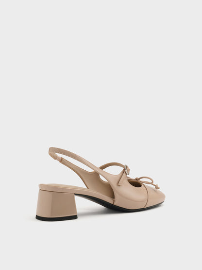 CHARLES & KEITH Featured | Patent Bow Slingback Pumps - Nude