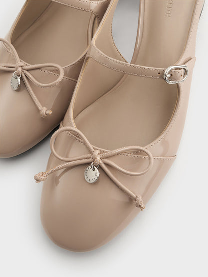 CHARLES & KEITH Featured | Patent Bow Slingback Pumps - Nude