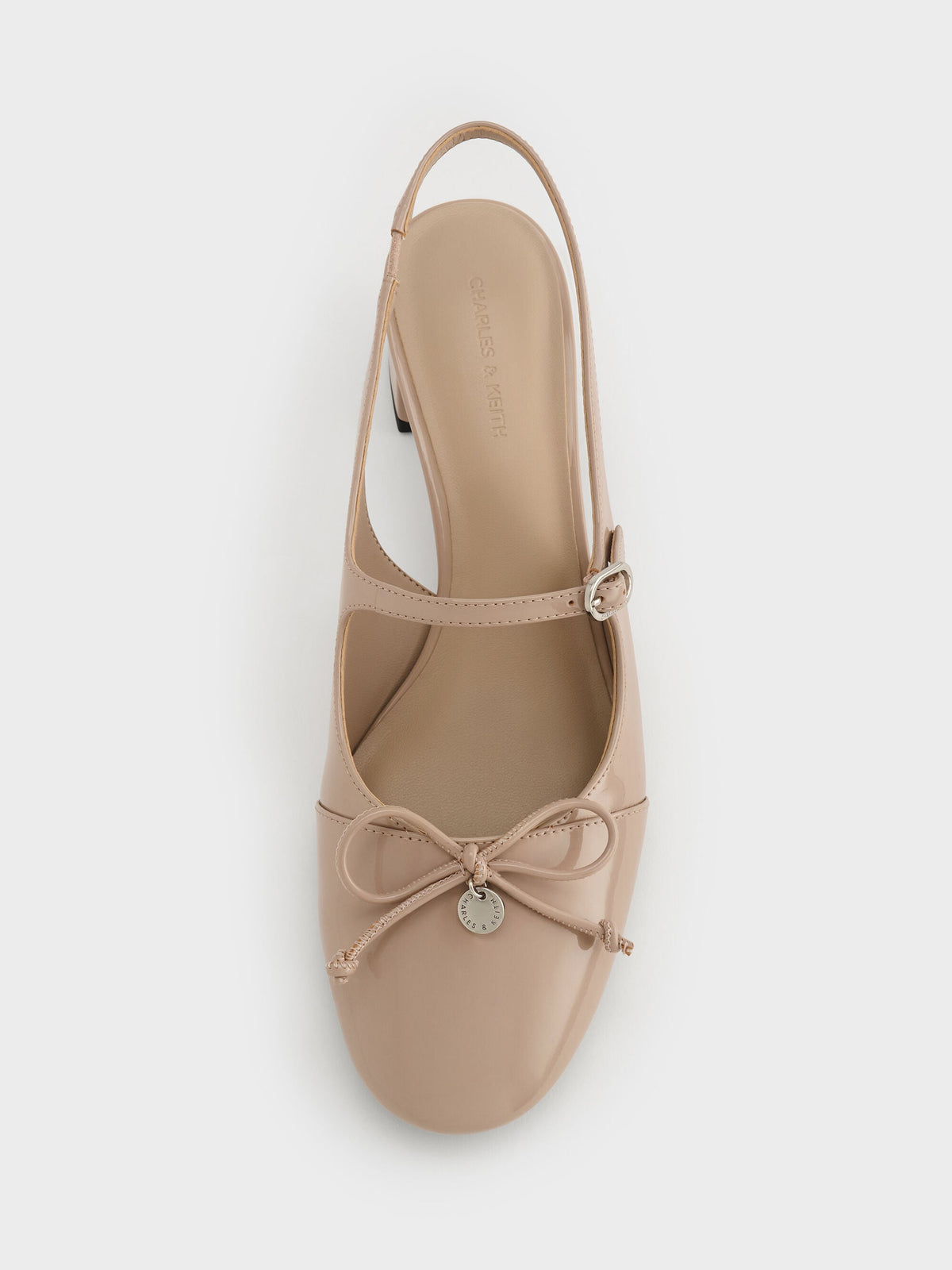 CHARLES & KEITH Featured | Patent Bow Slingback Pumps - Nude