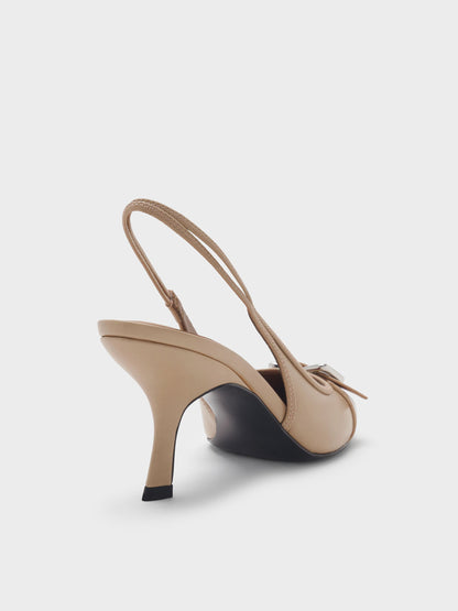 CHARLES & KEITH Popular | Anita Buckled Pointed Slingback Pumps - Taupe